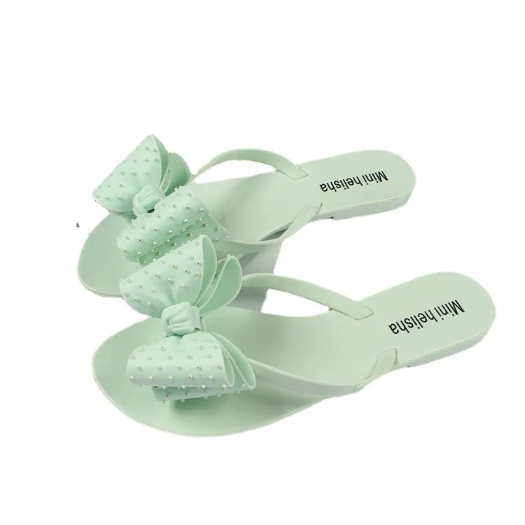 

2021 summer New bow flip-flops for women outdoor flat beach women jelly sandals