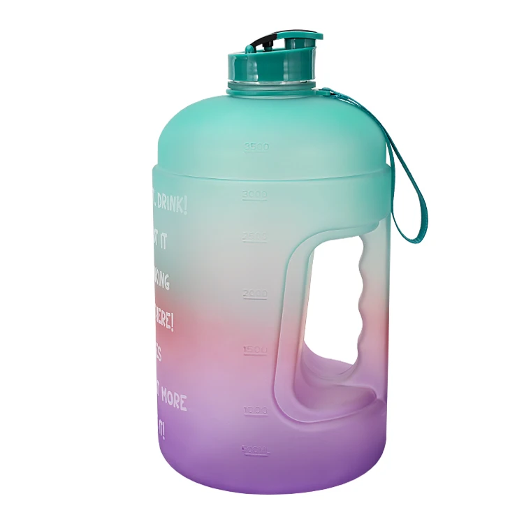 

Amazon Best Sellers Custom products PETG 3.78L Big outdoor Sport Water Bottle Straw Type Jug With Time Marker, Black,blue,green etc.