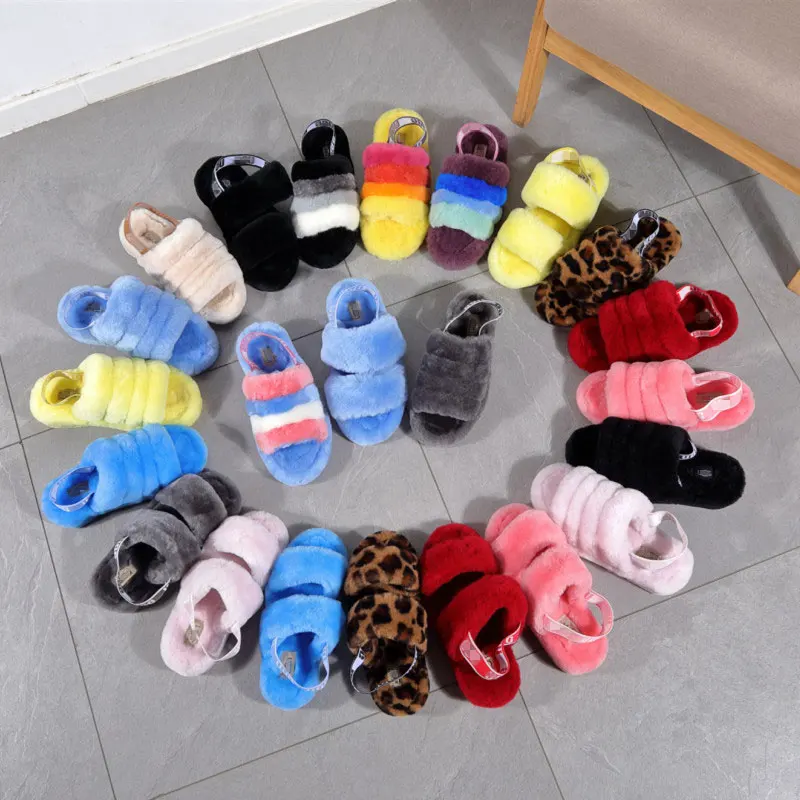 

Fashionable High Quality Women's Wool Slippers Winter Slippers Slides Designer uggging Fur Slides slippers