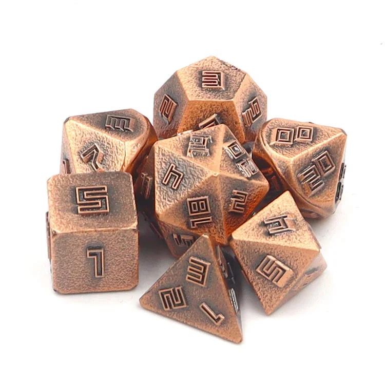 

New factory designed retro italic zinc alloy dice DND RPG custom metal multi-sided dice, Customized color