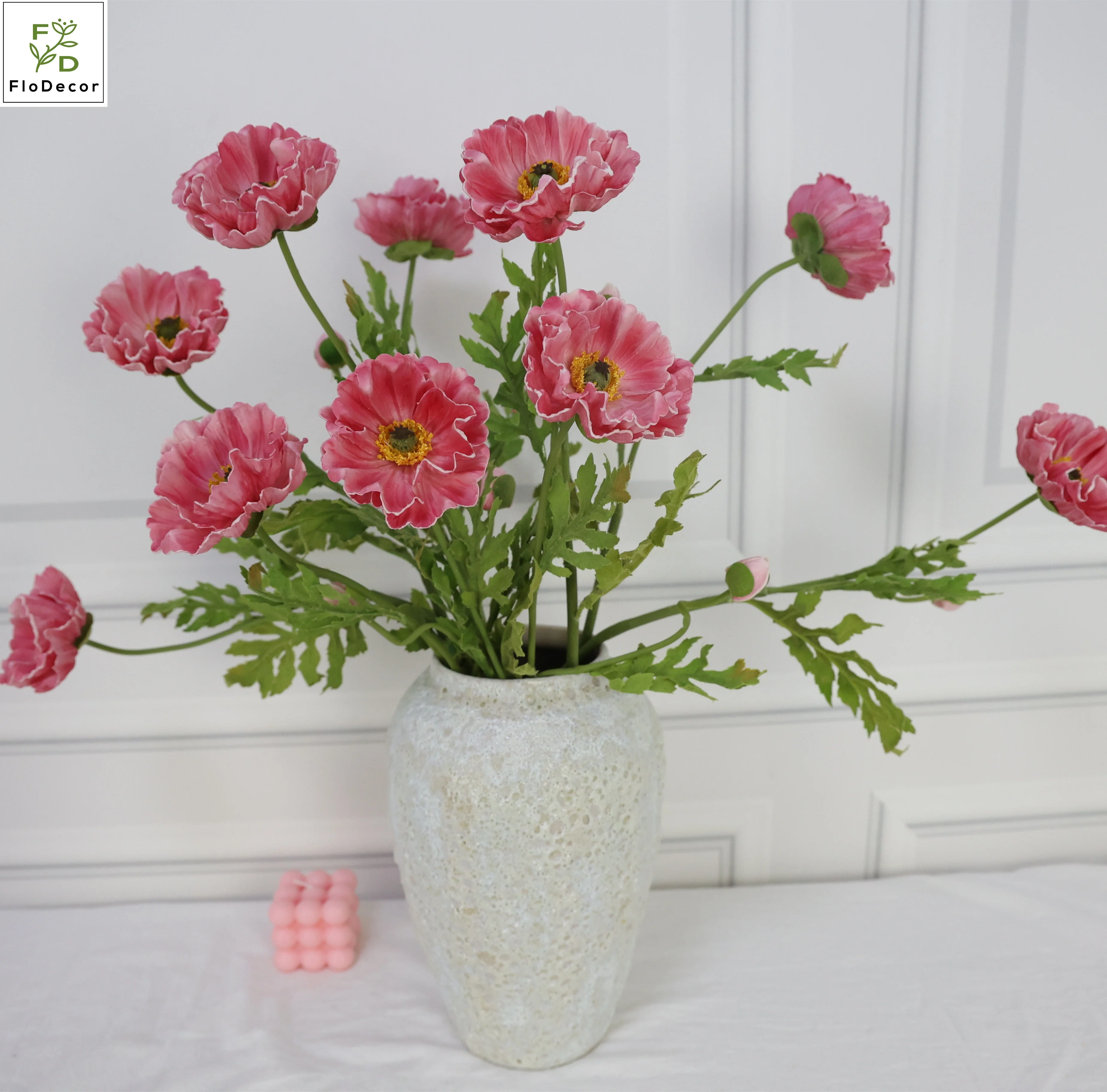 Wholesale Vivid Color Artificial 2 Heads Real Touch PU Large Poppy Flower for Wedding Home Decoration Table Center Piece