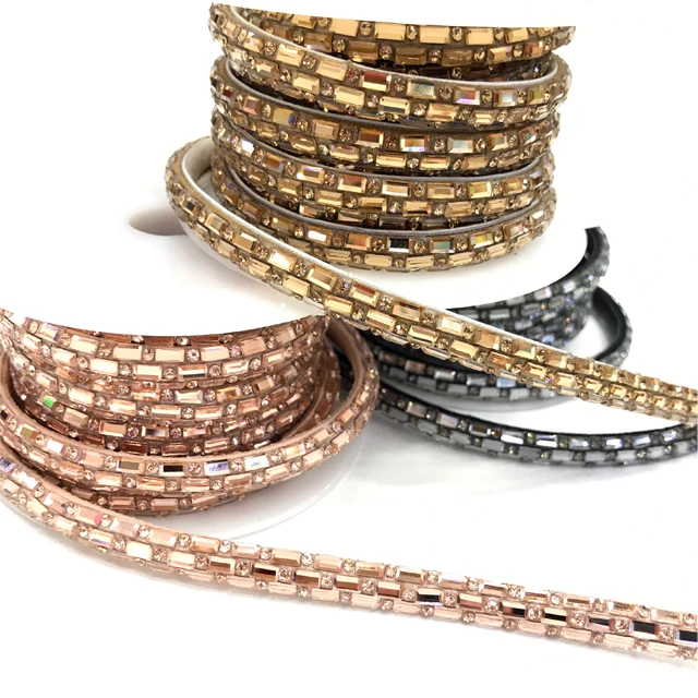 

tr072 fashion glass beads cord string rhinestone tube diamond rope for shoe