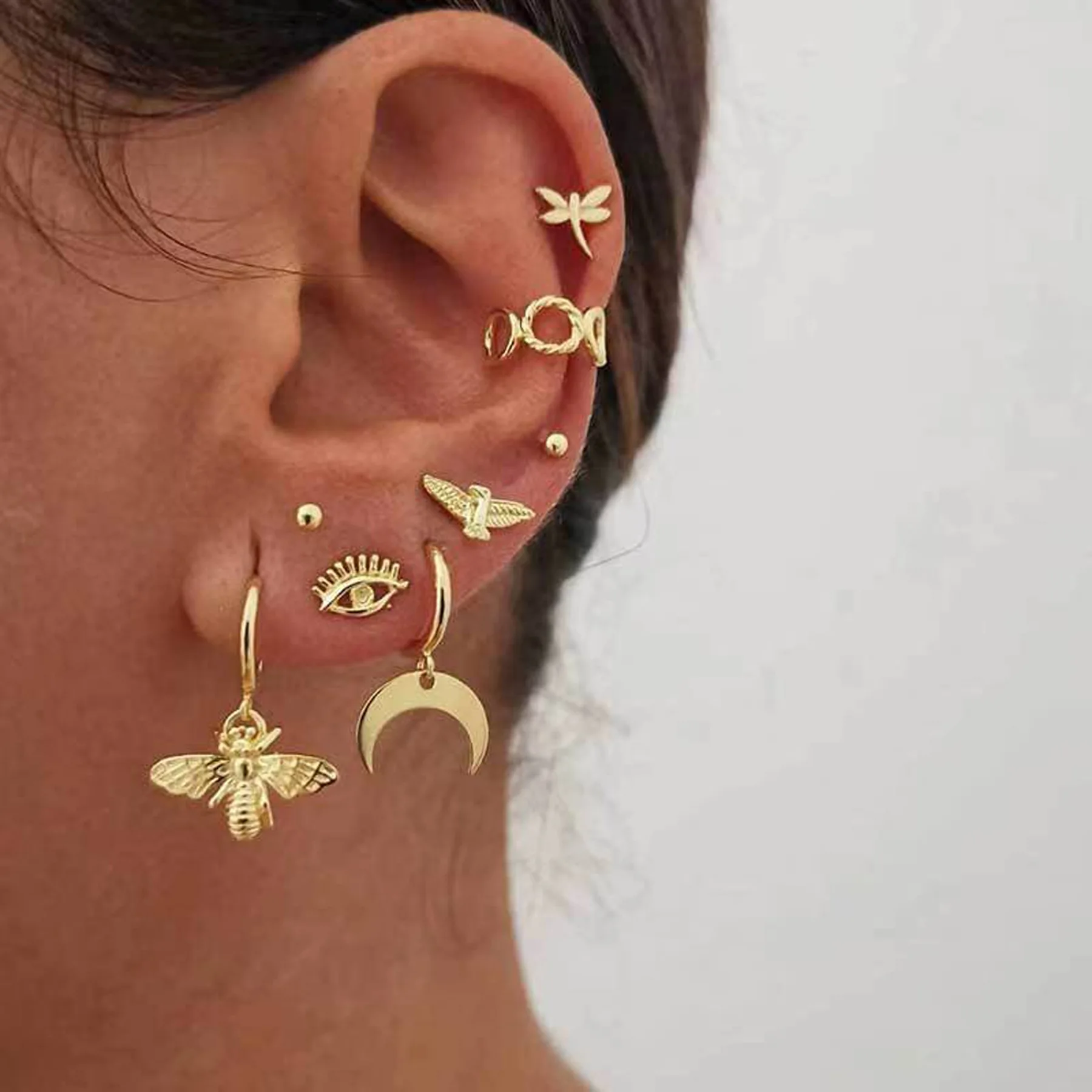 

New Latest Fashion Designs Crystal Jewelry Gold-Plated Earring Suit For Women