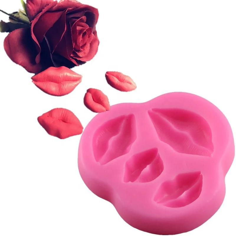 

DIY Baking Silicone Soap Mold Lips Cake Making Tools Chocolate Aroma Fondant Cake Decoration Silicone Molds, White and pink