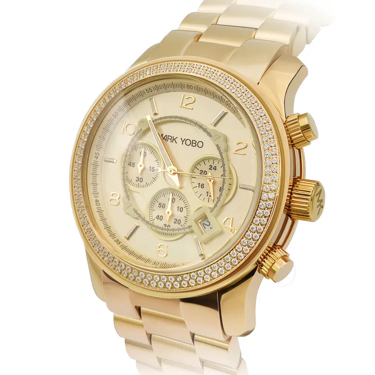 

2021 Men Wrist Sports Wristwatch Male Luxury Brand Chronograph Mens Gold Diamonds Custom Quartz Watch, Customized colors