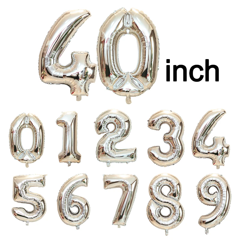 

Hot sale high quality inflation ballon gold silver hulium balloon 40 inches number foil balloon