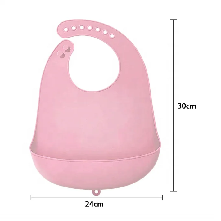 

Silicone Adjustable Fit Waterproof Baby Bib with Food Catcher Waterproof BPA Free, As picture