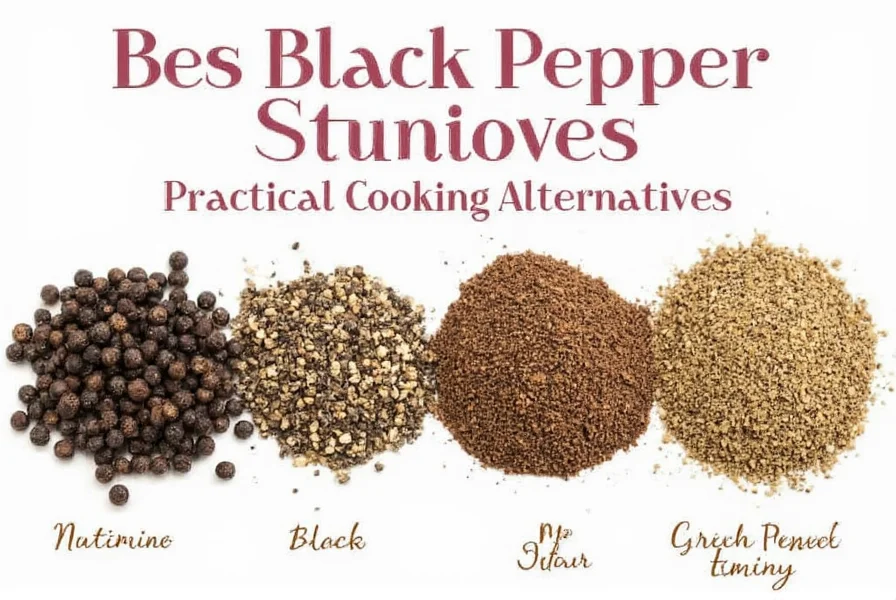 Various spices arranged in small bowls showing different black pepper substitute options for cooking