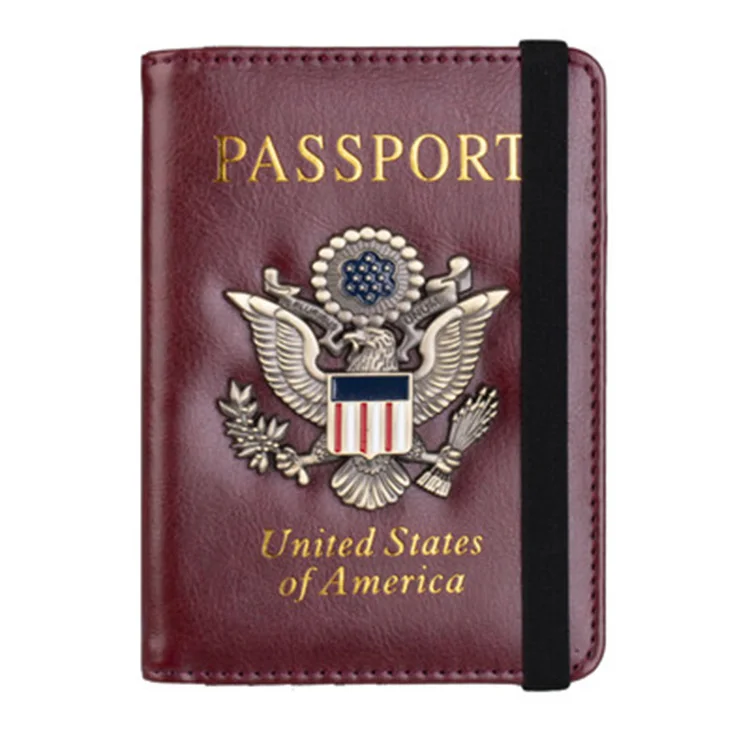 

Wholesale pu leather passport holder rfid usa passport cover with metal logo porta pasaporte, Various colors available