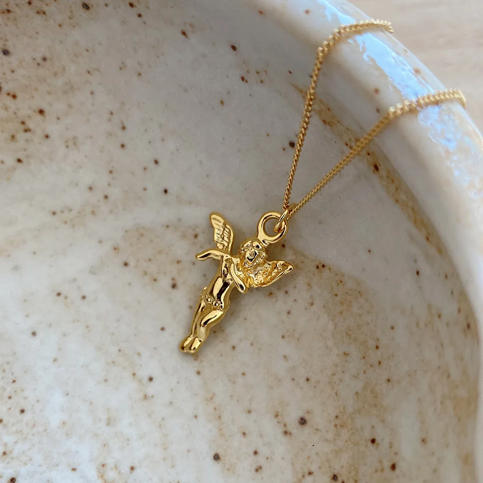 

VIANRLA 925 sterling silver gold plated jewelry angel pendent chain