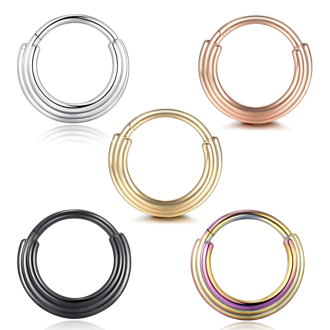

316L Stainless Steel Segment Hoop Rings 3 Layer Nose Septum Ring 16G Ear Tragus Helix Clicker Earring Piercings Jewelry