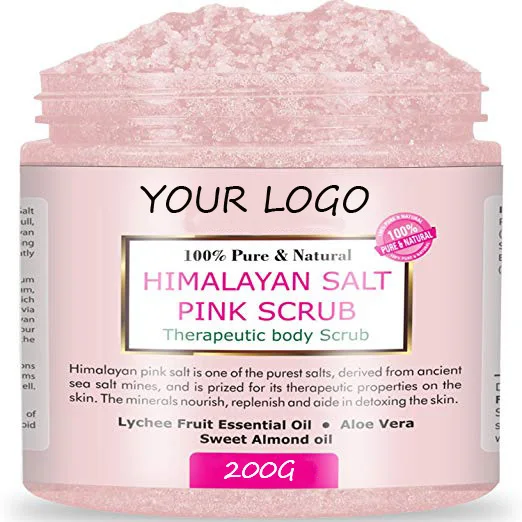 

Private label himalayan salt scrub exfoliator moisturizing body scrub For All Skin Types, Pink / customize