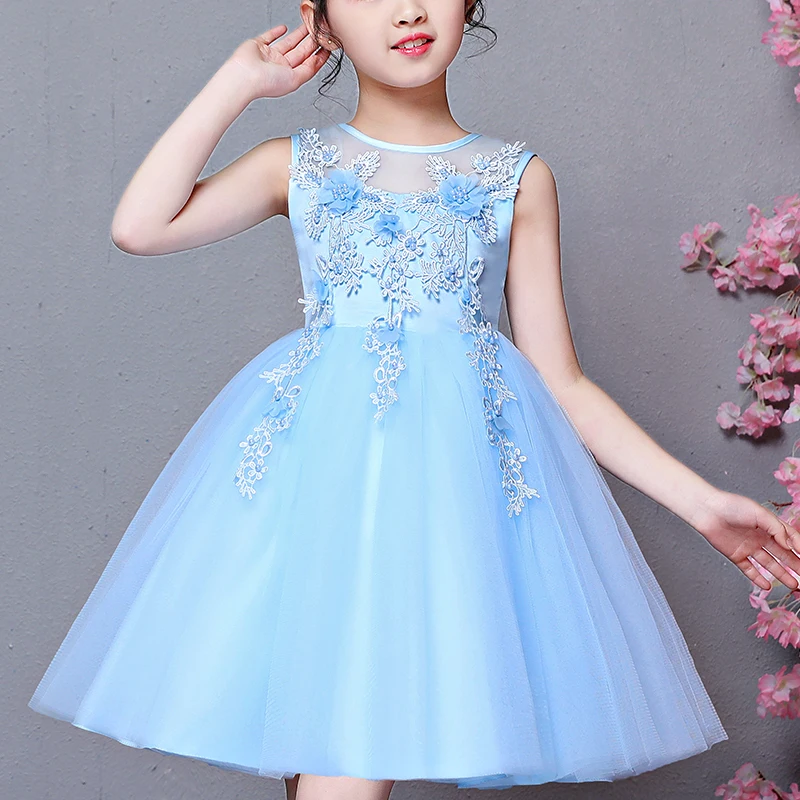 

Girls Dress Princess Dress Children Skirt New Children Flower girls dress Embroidery Flower Sleeveless Summer 2020 Bag Quantity