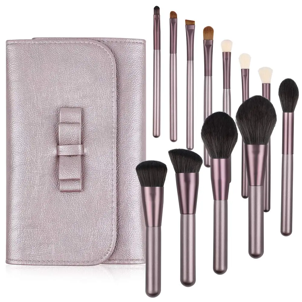 

Personalised Champagne Gold Wholesale Purple Brush Set Vegan Cruelty Free 12 Small Grape Makeup Brushes, Red, purple