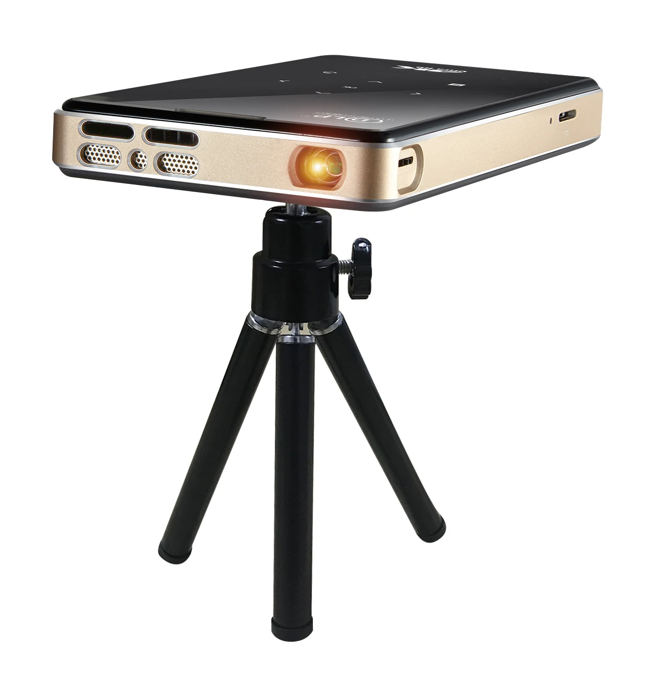 

Best-selling New Arrival P11 DLP Mini Pocket projector (WVGA 854*480) Outdoor Home Use Mini Projectors Video Projector, Black+metallic gold