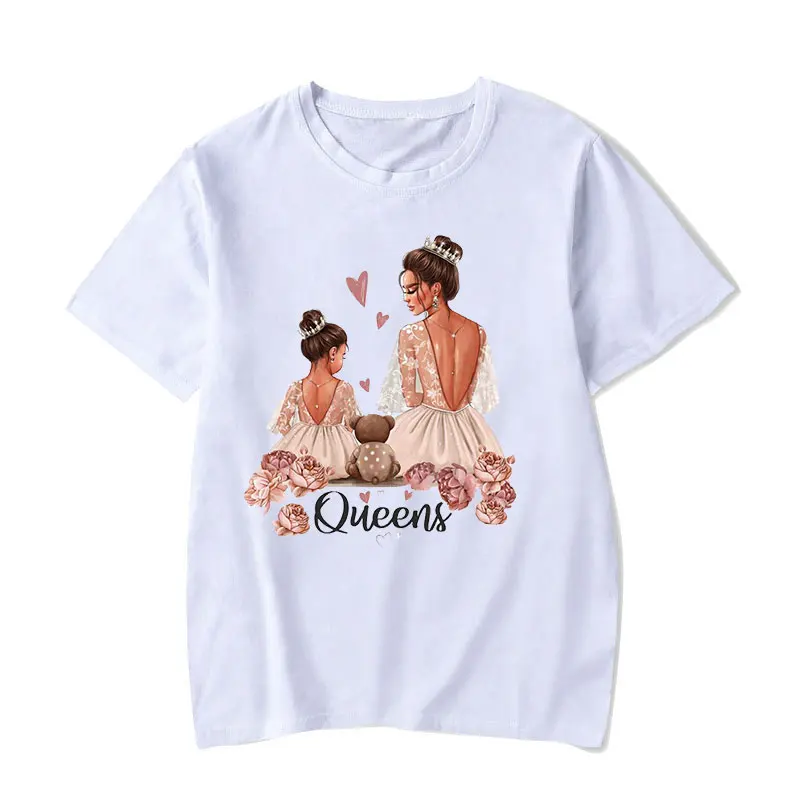 

Vogue Mother's Love T-shirts Kawaii Fashion T Shirt Women Mom and Daughter White T-shirt Mother Gift Mom Life T-shirt