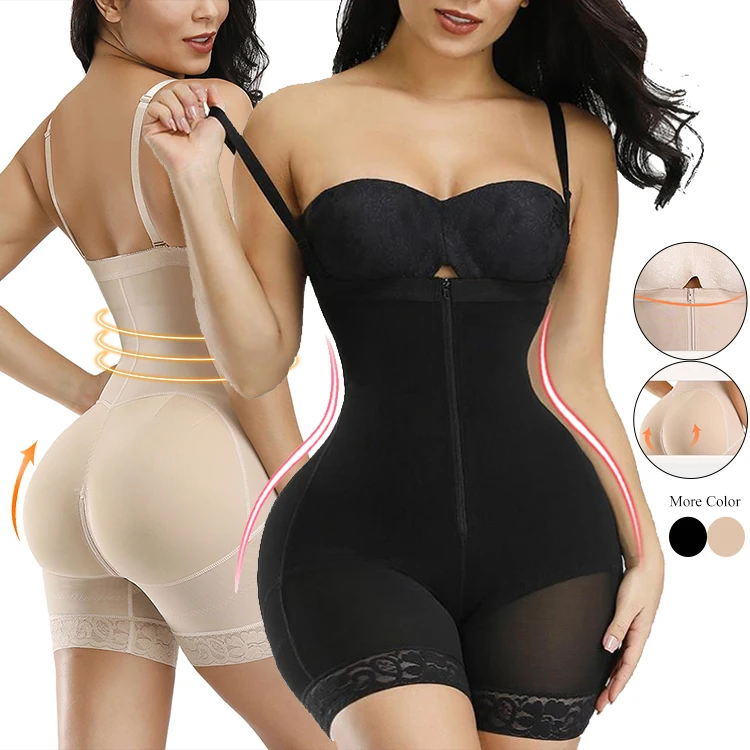 

Women Shapewear Slimming Bodysuit Underbust Bodyshaper Thigh Zipper Full Body Shaper With Butt Lift Full Body Waist Trainer, As picture show