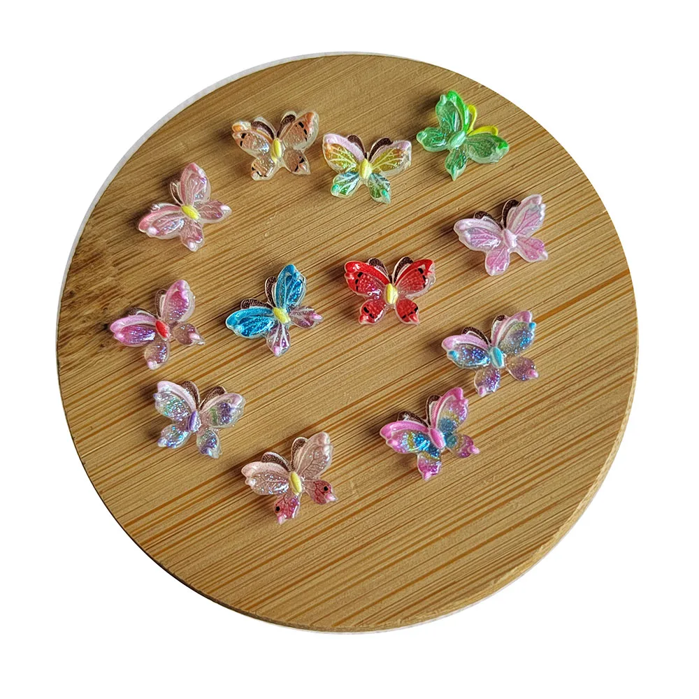 

10mm Glitter Butterfly Resin Flatback Charms Nail Art Slime Embellishments