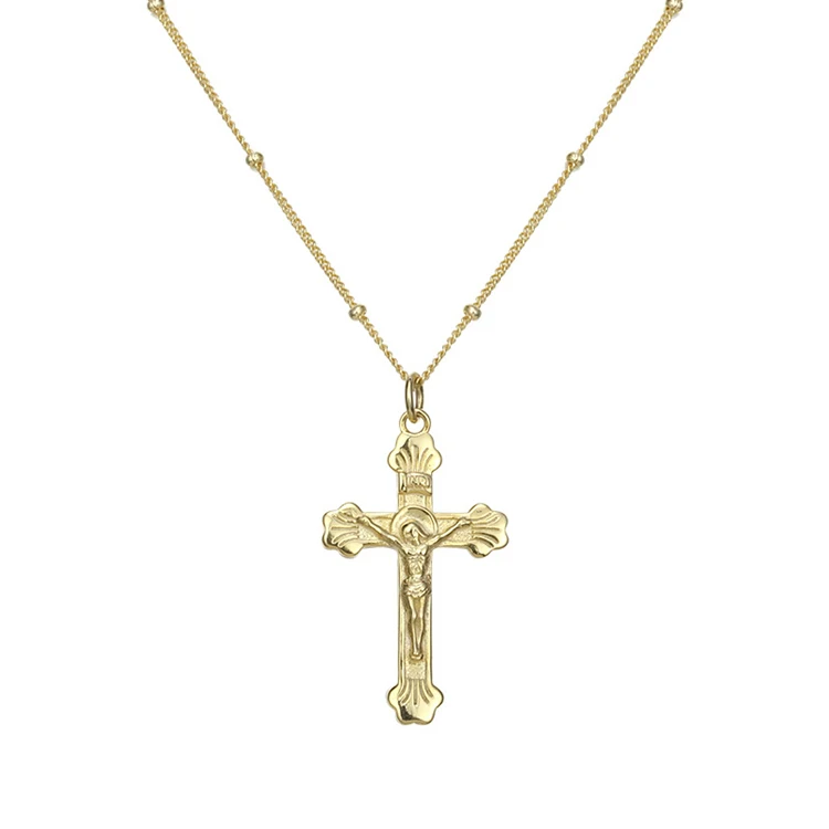 

Jewelry s925 sterling silver European and American cross necklace Christian Jesus clavicle chain, Picture shows