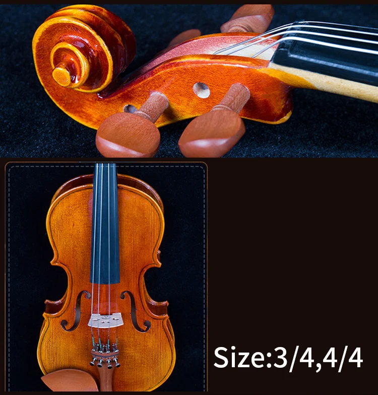 Bullfighter 3/4  4/4 Flamed Solid Wood Violin Handmade