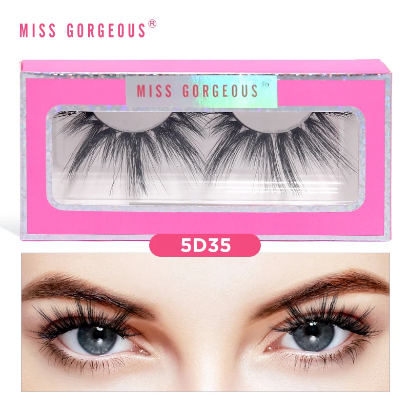 

Miss Gorgeous Fluffy 100% Siberian Mink Fur Eyelashes 25Mm Cruelty Free Mink Eyelash 8D Lashes Artificial Eyelashes 5D, Black