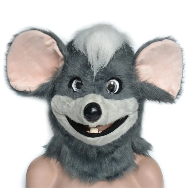 

Gray Mouse Moving Mouth Mask Head Mask Realistic Animal Halloween Mask for Halloween Cosplay Costume Party