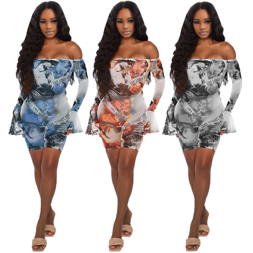 

Sexy Mesh Jumpsuits for Women - Off Shoulder See Through Long Sleeve Short Rompers Bodycon Club Outfits romper full bodysuit