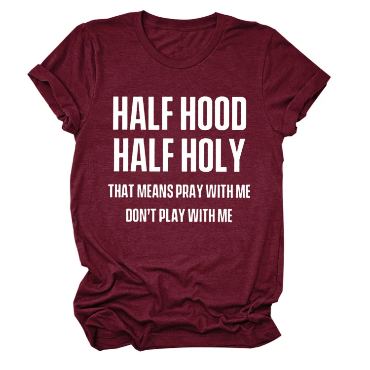 

2021 Hot Style Half Hood Half Holy Solid Color Lady T Shirt Factory Direct Selling