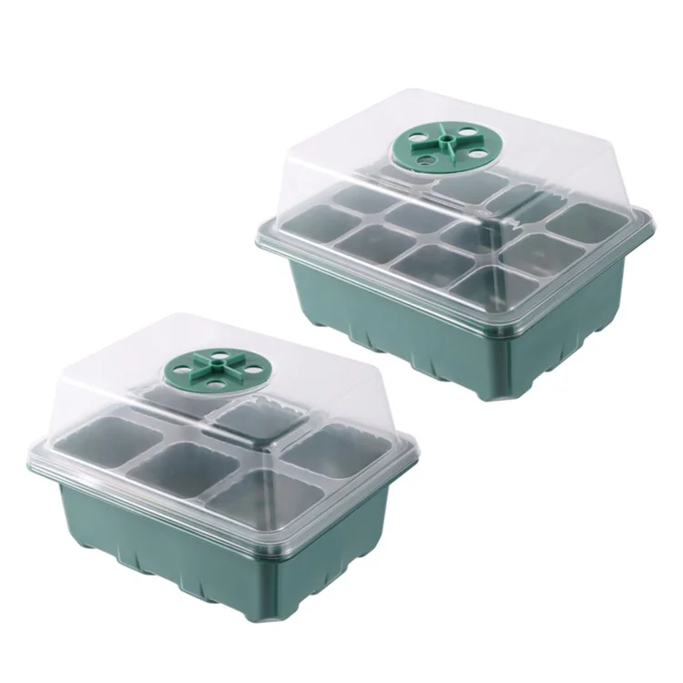 

2021 New Design Plant Plastic Breathable Cover Nursery Pot Grow Box 6 Cell 12 Cell Germination Seeding Plate Seedling Tray, Green, white, black, transparent