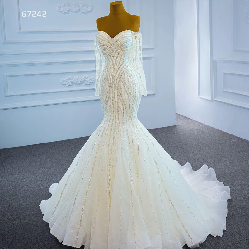 

Jancember RSM67242 White Wedding Gowns Dress Bridal Mermaid Wedding Dress