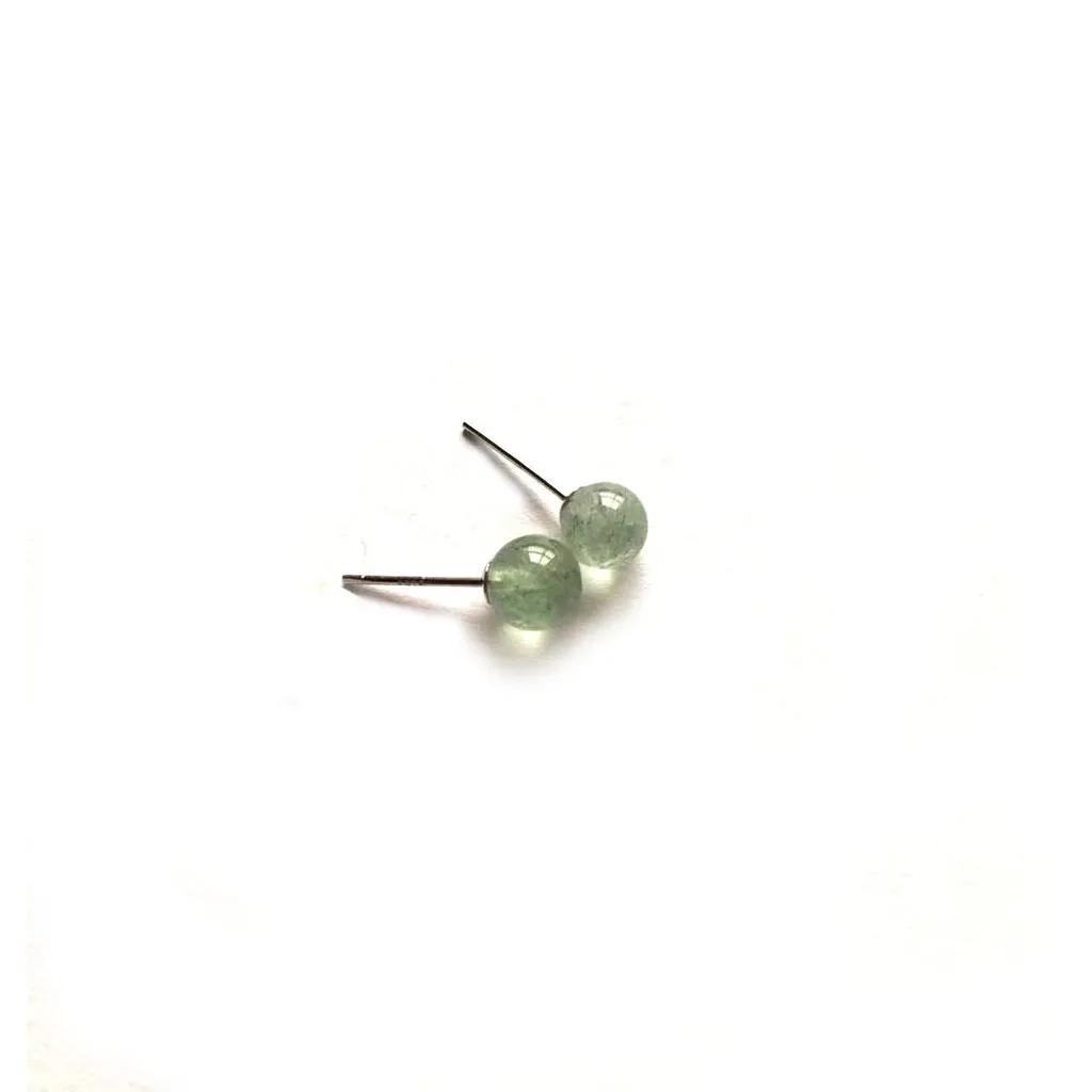 

5A Genuine Green Strawberry Quartz Nest Earrings Earbob S925 Sterling Silver Natural Crystal