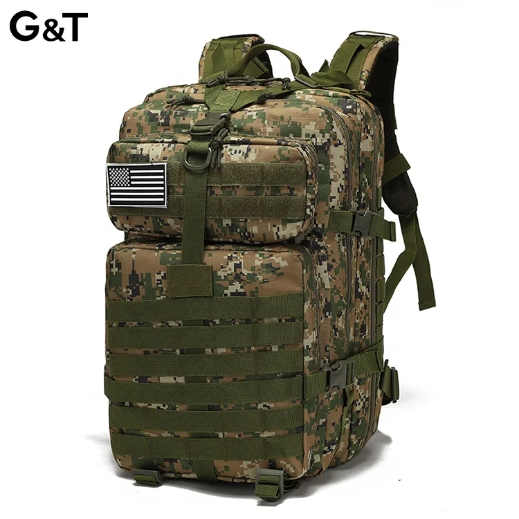 

2021 wholesale Custom Outdoor Waterproof Hiking Survival trekking Bag Black Military Tactical Backpack mochila tactica, 5 colors