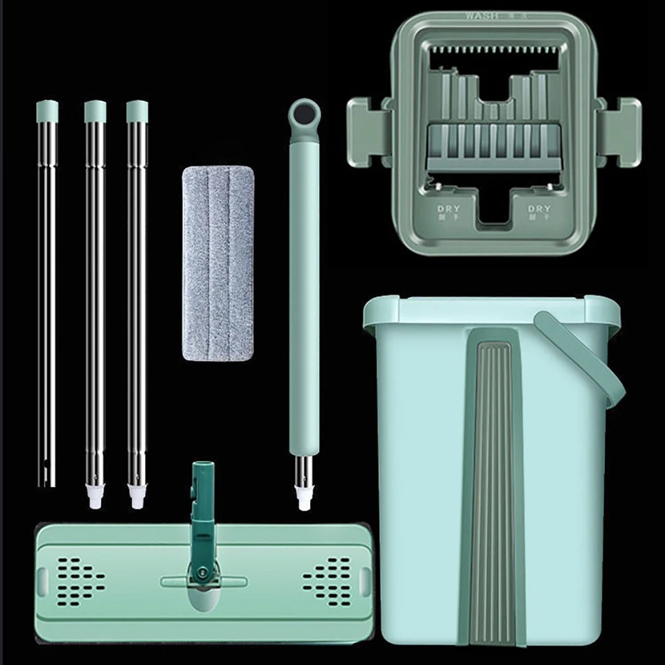 

A2340 Wholesale Household Free Hand Scrape Floor Swob Washing Bathroom Cleaner Tool Cleaning Floor Flat Mop, White