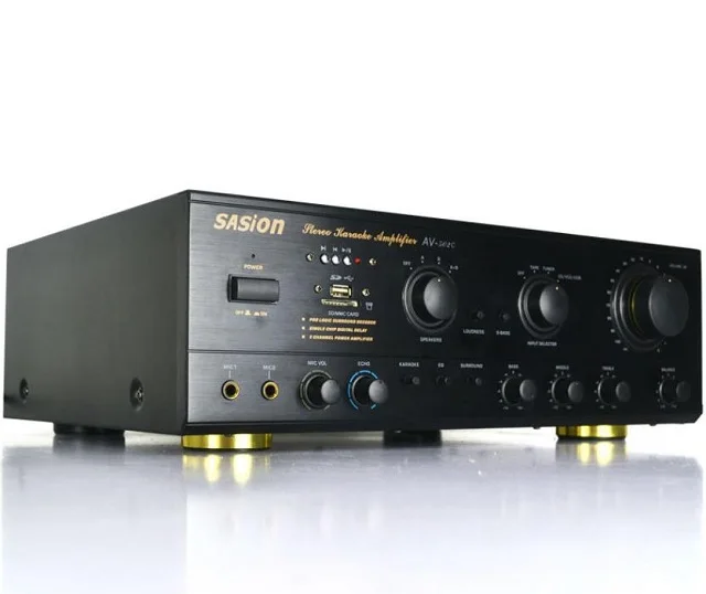 

AV-502 supply all kinds of sound amplifier, KTV mixing karaoke amplifier ,power portable amplifier with USB/SD/FM, Black