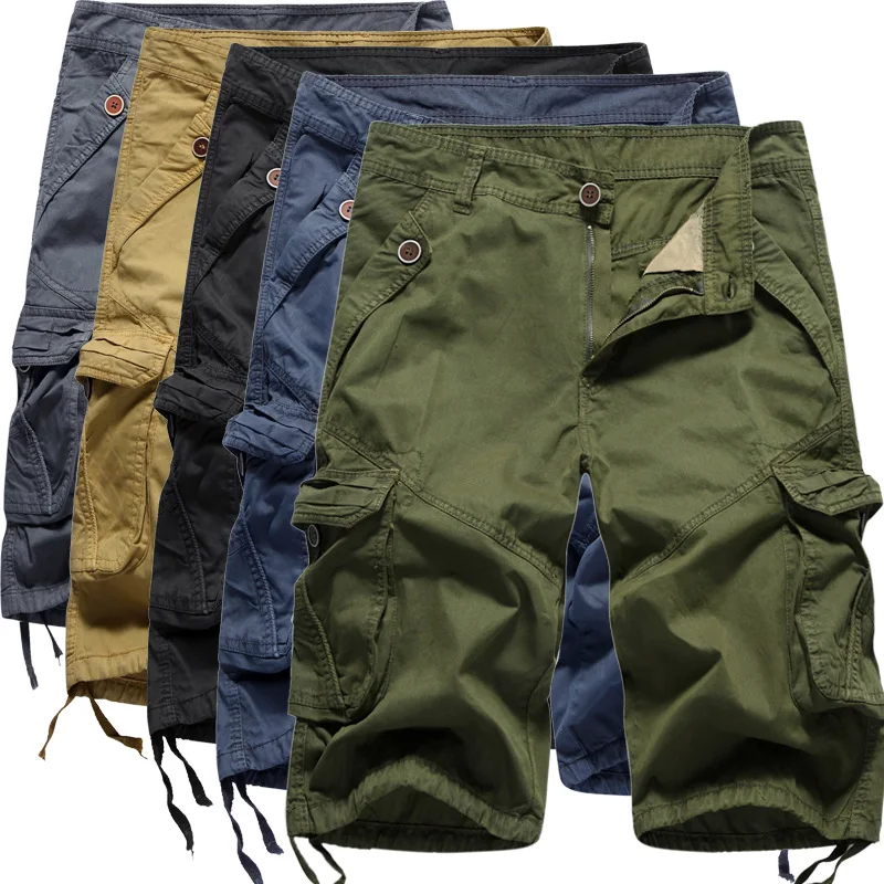 

Summer Men's Cargo Shorts Knee Length Military Camo Mens Jogger Casual Loose Board Shorts Men Brand Clothing
