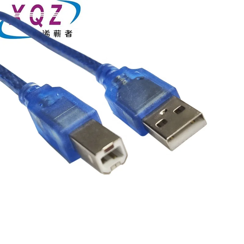 

USB printer cable USB2.0 high speed printer cable AM/BM 1.5M data cable shield transparent blue standard length genuine ring, Transparent blue, customized