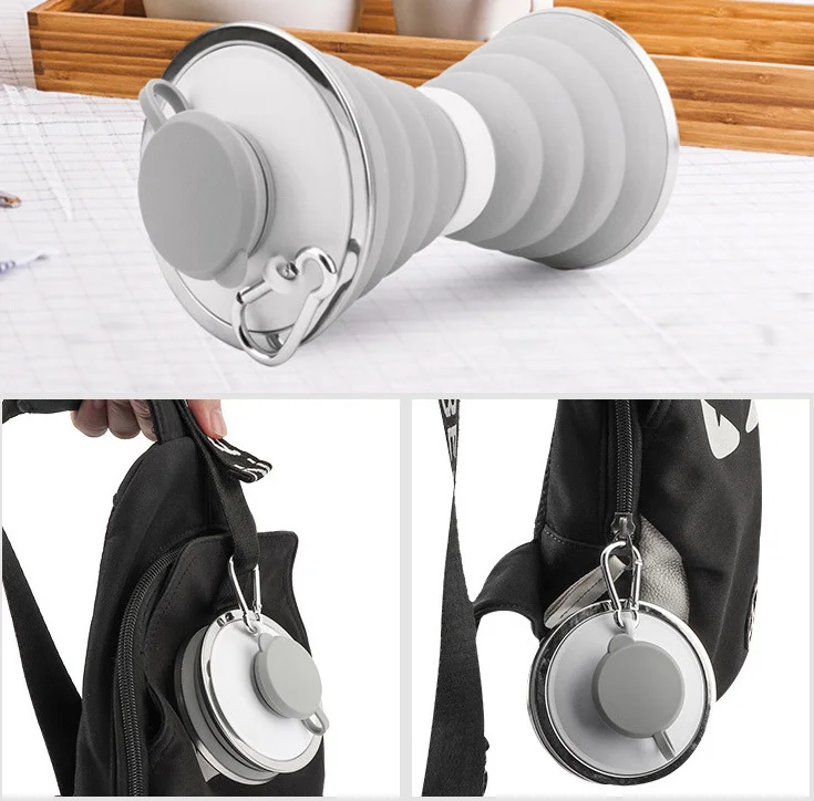 New Style Outdoor Sports Folding Silicone Retractable Kettle Collapsible Water Bottle