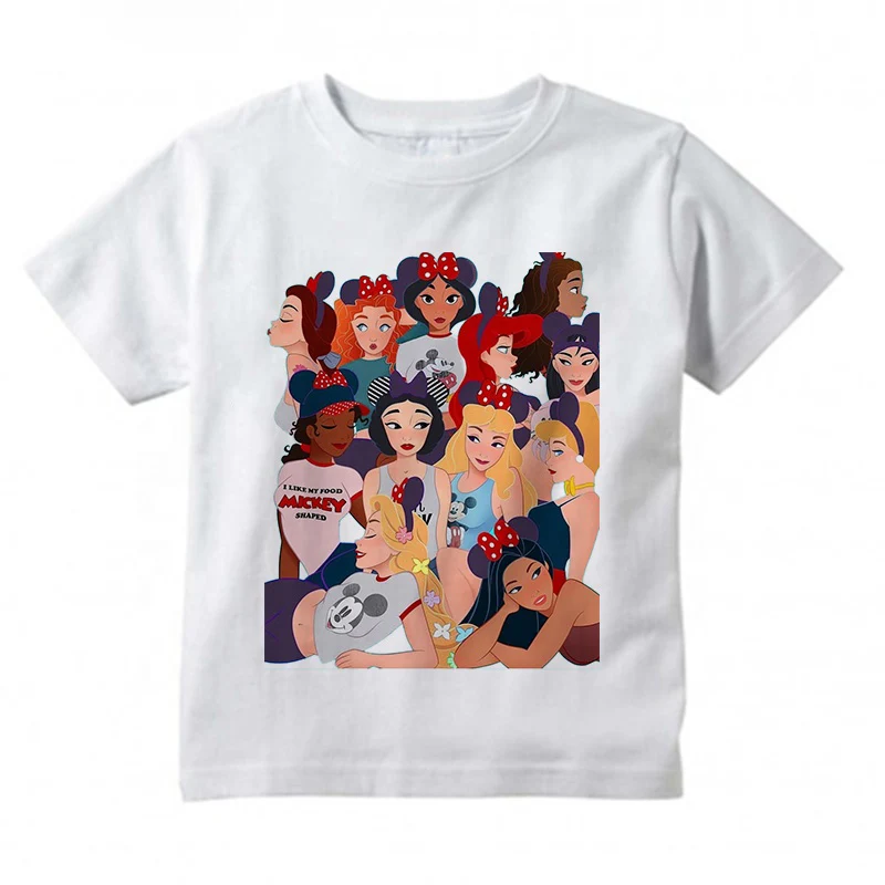

Funny Princess Party Prints T Shirt Little Girls Tops Summer 2 To 12 Years Kids T-shirt for Girl 2019 Fashion Camiseta Princesas, Picture