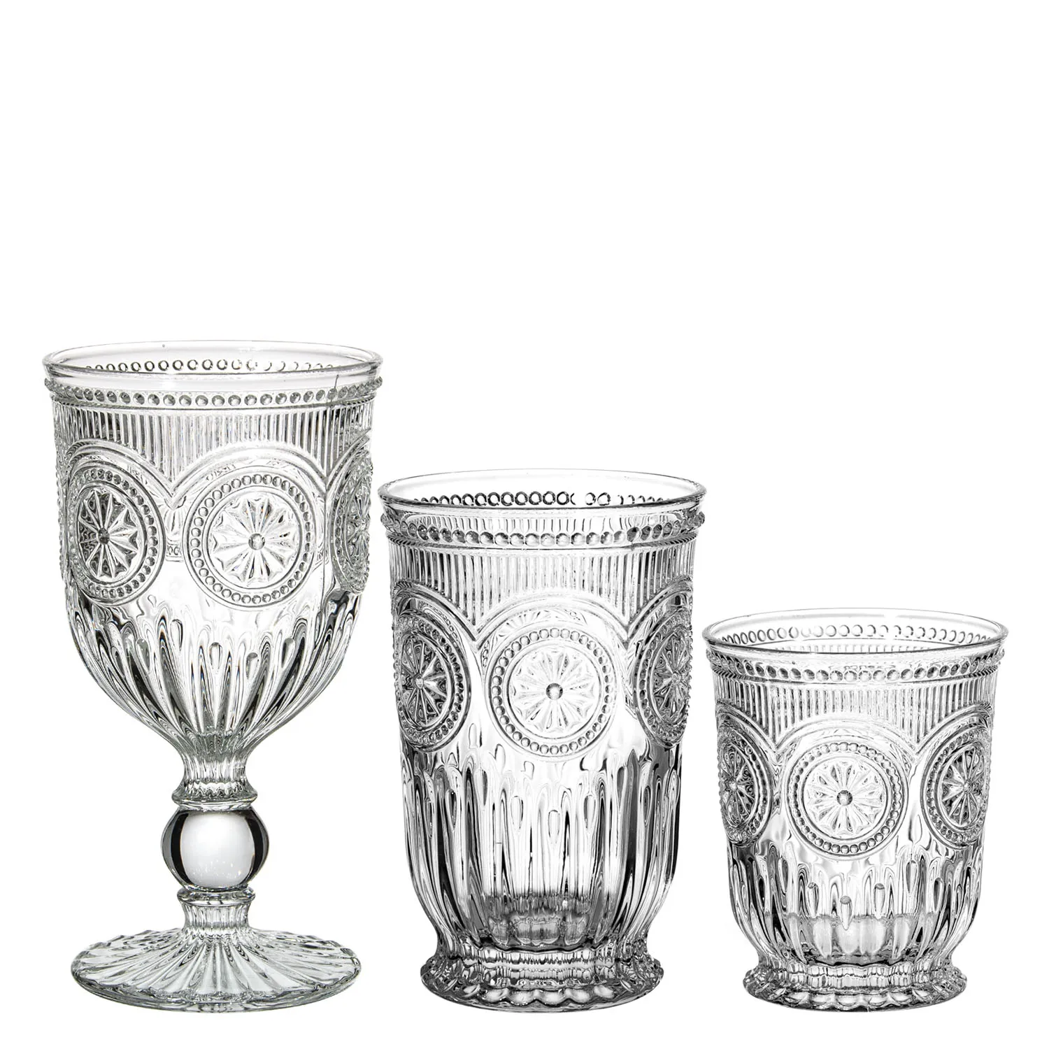 Download Vintage Elegant Machine Pressed Diamond Short Stem Water Glass Embossed Goblet Wine Glass - Buy ...
