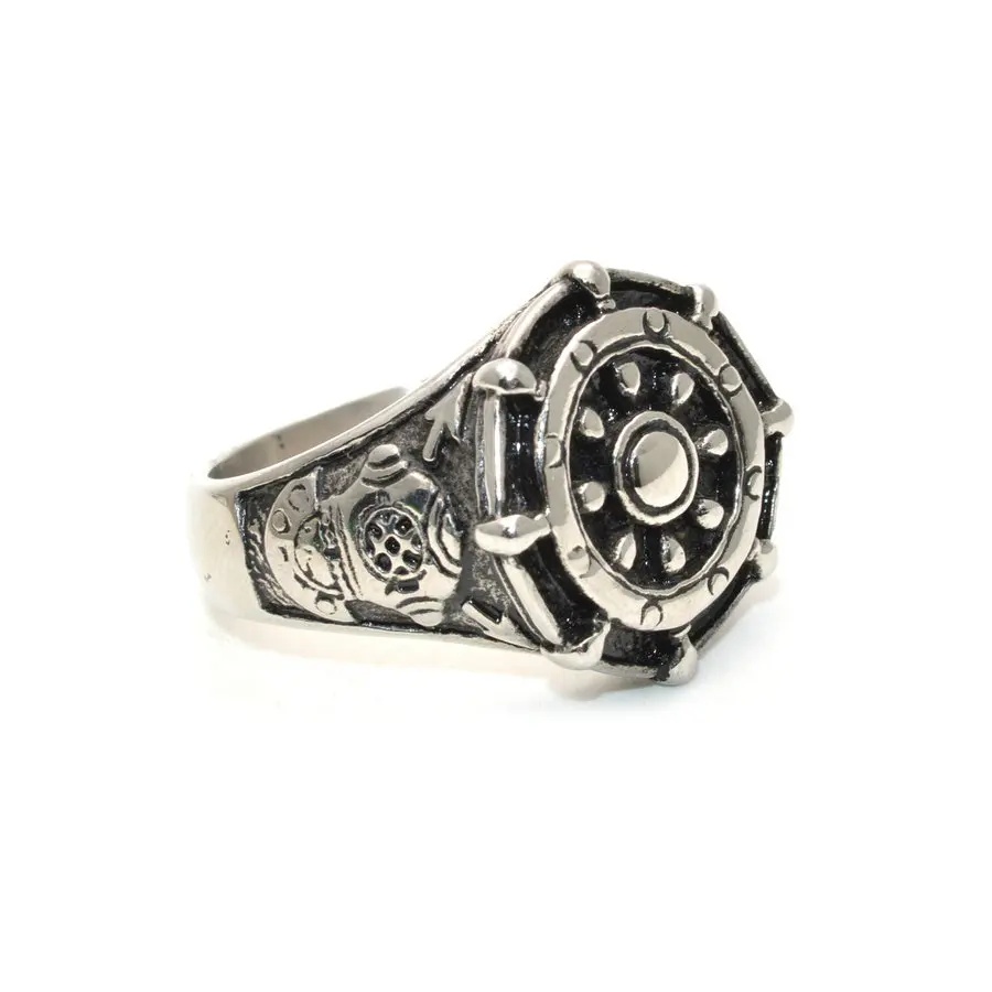 

Vintage Personalized Punk Stainless steel Rudder Rings For Men, Steel color