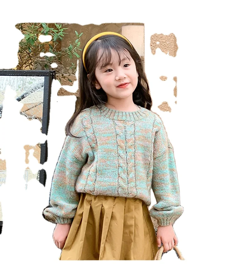 

Sweet girl's knit sweaters kids loose pullovers children warm tops, Oem