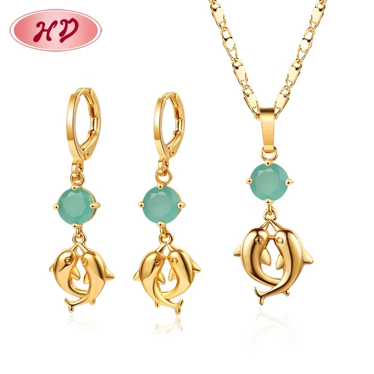 

Summer New Arrival popular jewelry in American 18k zircon gold plated jewelry sets for kids