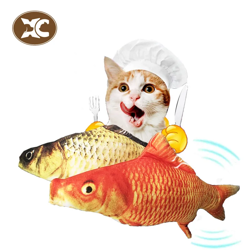 

2020 best Christmas interactive automatic plush pet cat toy fish Electric Simulation Doll floppy Wiggle fish cat Catnip toy USB