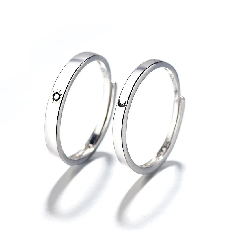 

Simple Sun and Moon Rings  Open Rings Set for Men and Women