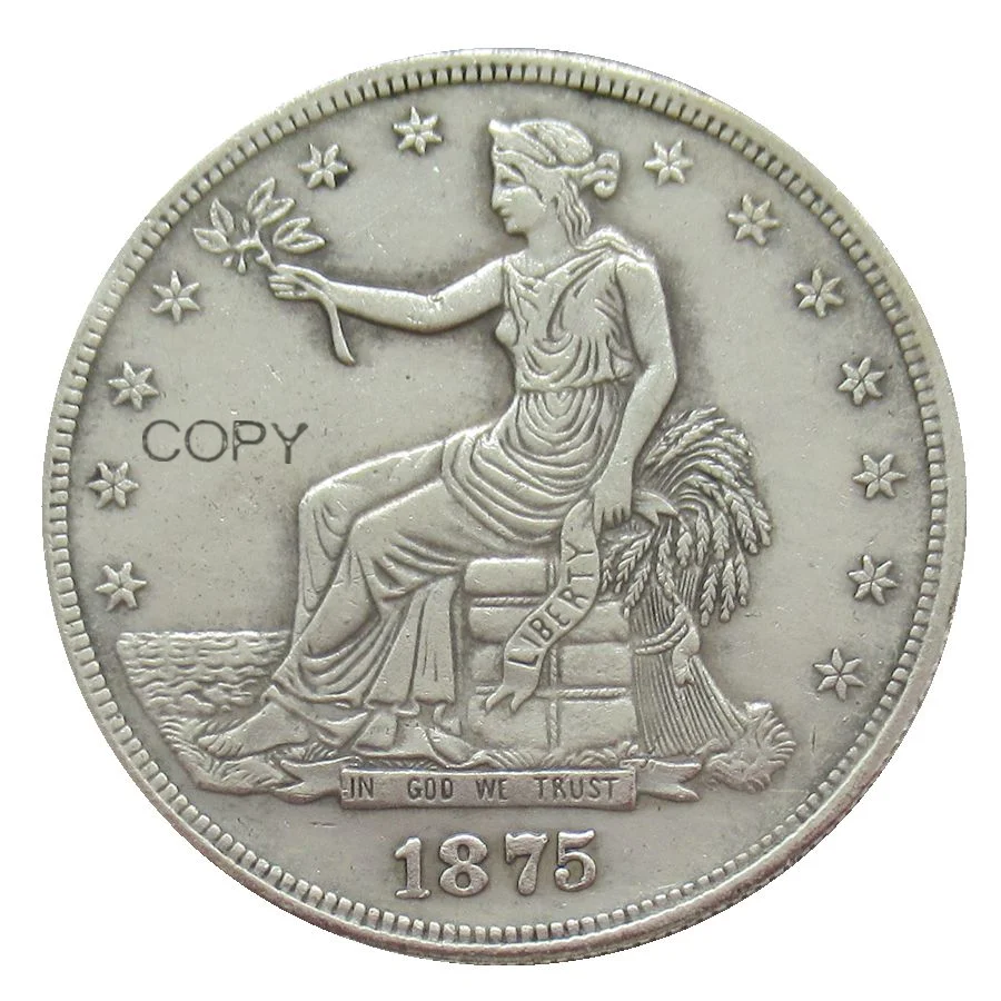 

US 1875 P/CC/S Trade Dollar Silver Plated Replica Decorative Commemorative Coins