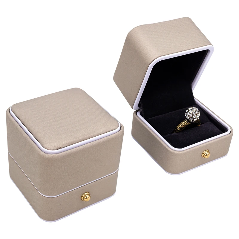 

Luxury Diamond Gift Packaging Square PU Leather Jewelry Box Luxury Packaging Box For Ring, Blue/gold