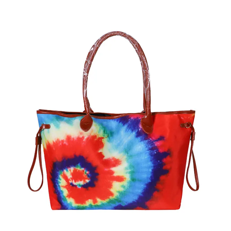 

Free Shipping Wholesale Monogram Tie Dye Canvas Handbag Women Tie Dye Shoulder Purse Lady Tie Dye Totes Purse For Girl, As pics