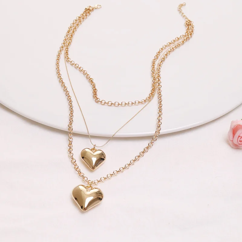 

Euramerican love multi - layered necklace clavicle sweater chain