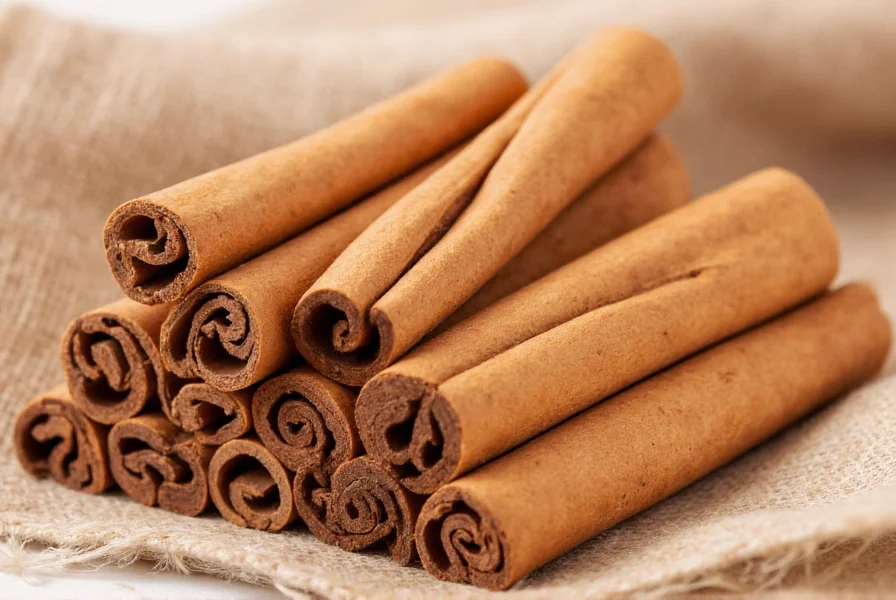 Frische Zimtblätter an einem Zweig, oval mit charakteristischer Blattstruktur