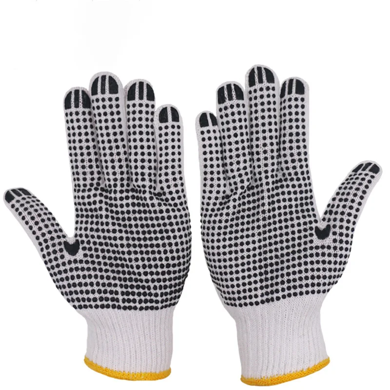 

High quality custom logo anti-slip wear-resistant PVC protective work gloves cotton pvc bead gloves safety labor gloves